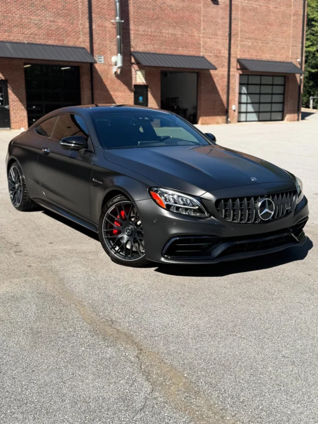 2022 Mercedes C63S in for full vehicle wrap PPF (matte) and ceramic coating.#porsche #mercedes_benz #carync #apexnc #morrisvillenc #suntek #Xpel #Stek