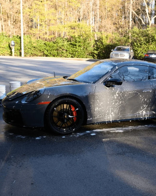 Porsche 911 getting the pre-install wash. We do a full decon before any PPF work. Iron remover, clay bar, the whole process. You can't wrap over contamination or it shows through the film as texture.#PPF #Porsche #Porsche911 #PaintProtectionFilm #ApexNC #CaryNC #CarDetailing #AutoLust #TriangleNC #PorschePaintToSample #CarCare #919Cars #NCCars #DetailingProcess