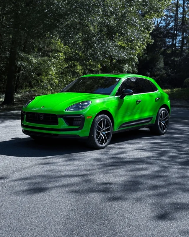 Macan in Lizard Green. Don't love the color on your new purchase or tired of looking at the same thing for years? PPF color change is way better than vinyl wrap.You get protection and a new look in one step. Vinyl tears, fades, and offers zero impact protection. Color PPF does both. Same self-healing properties and stone chip resistance as clear film but you completely change the car's appearance. This Macan was originally a different color underneath.#Porsche #Macan #PorscheMacan #ColorChangePPF #PPF #PaintProtectionFilm #PythonGreen #AutoLust #ApexNC #CaryNC #ColorChange #PPFWrap #TriangleNC #919Cars #CustomColor #PorscheCary